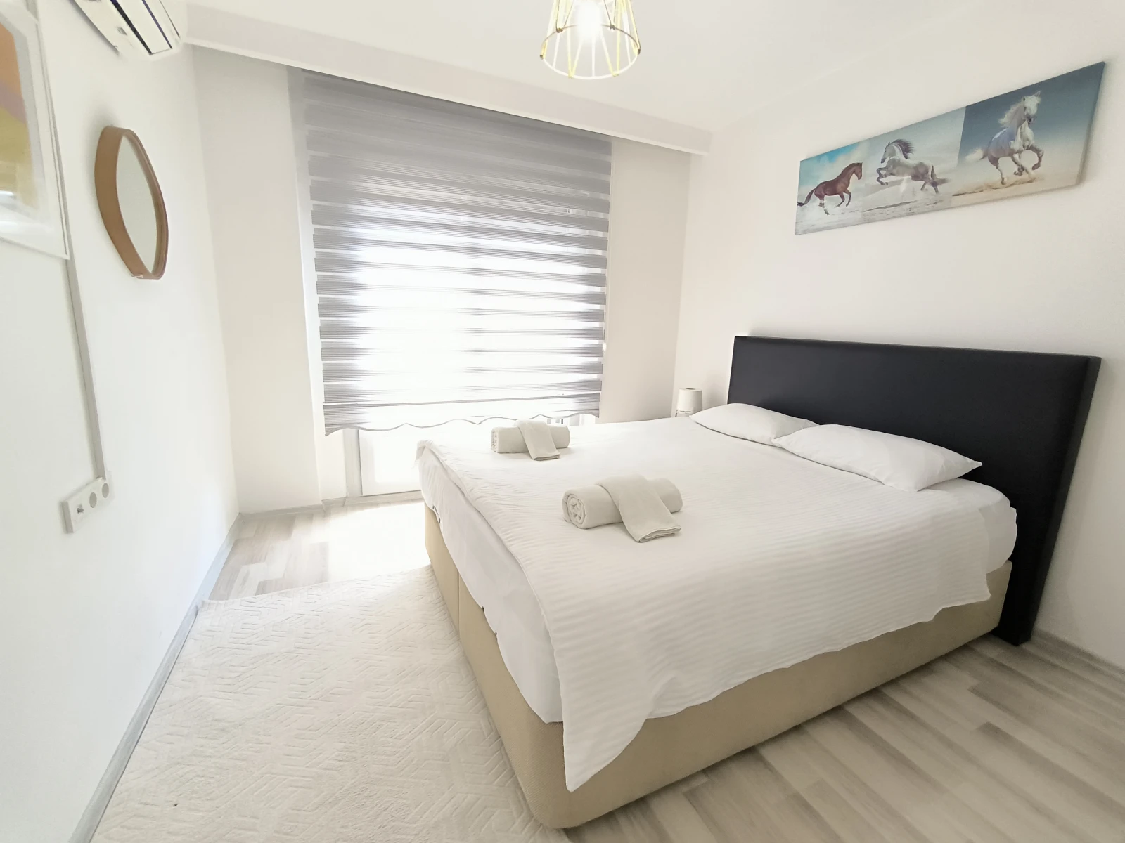 Bedroom with double bed and modern interior