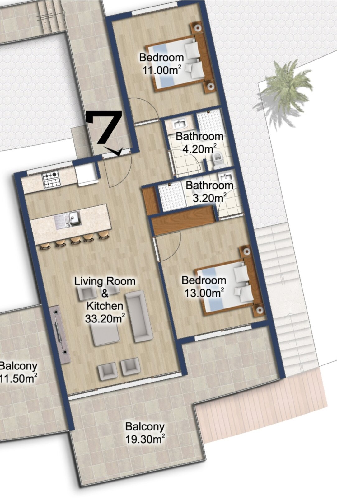 Floor plan — Sea View Penthouse