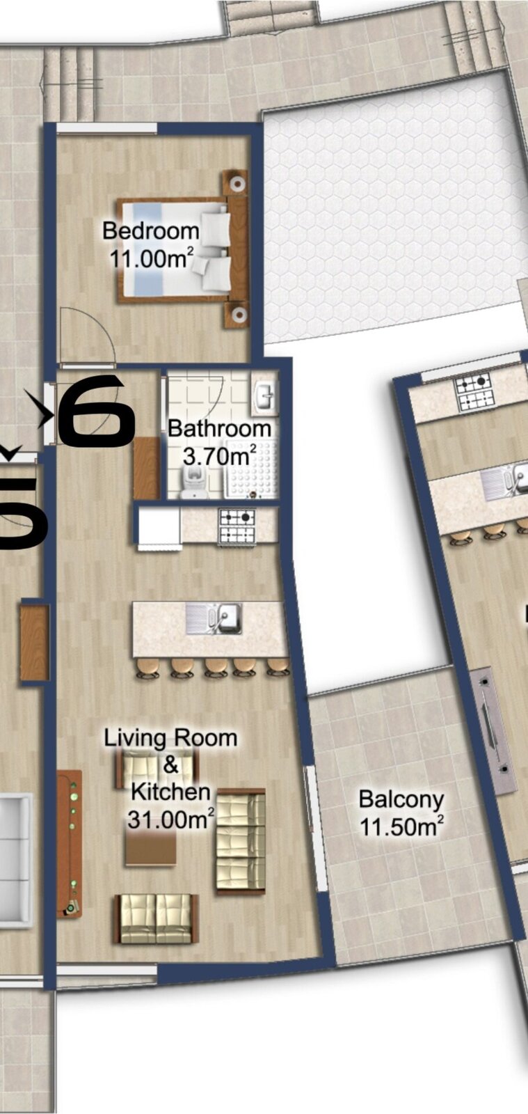 Floor plan — Superior 1+1 with Glass Veranda