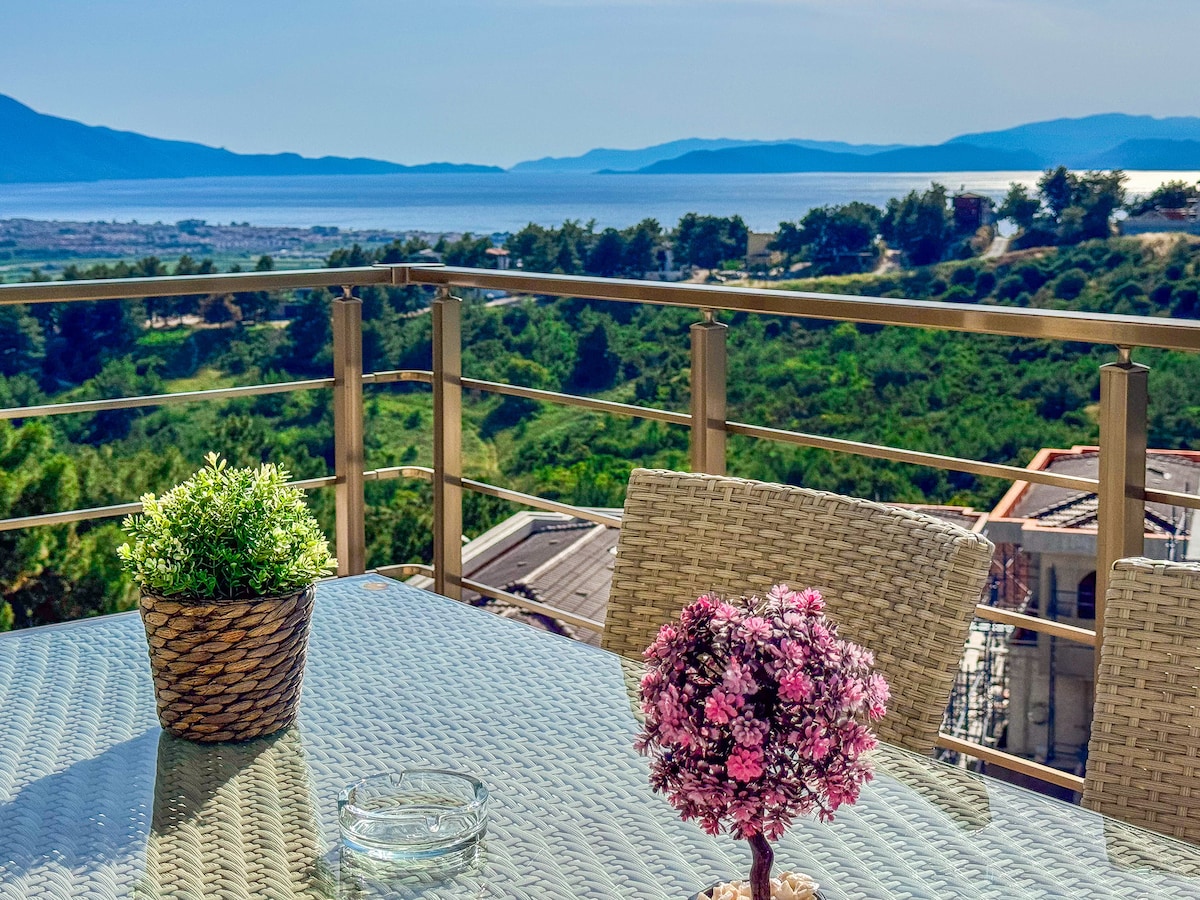 Private terrace looking out to the Aegean and Samos Island